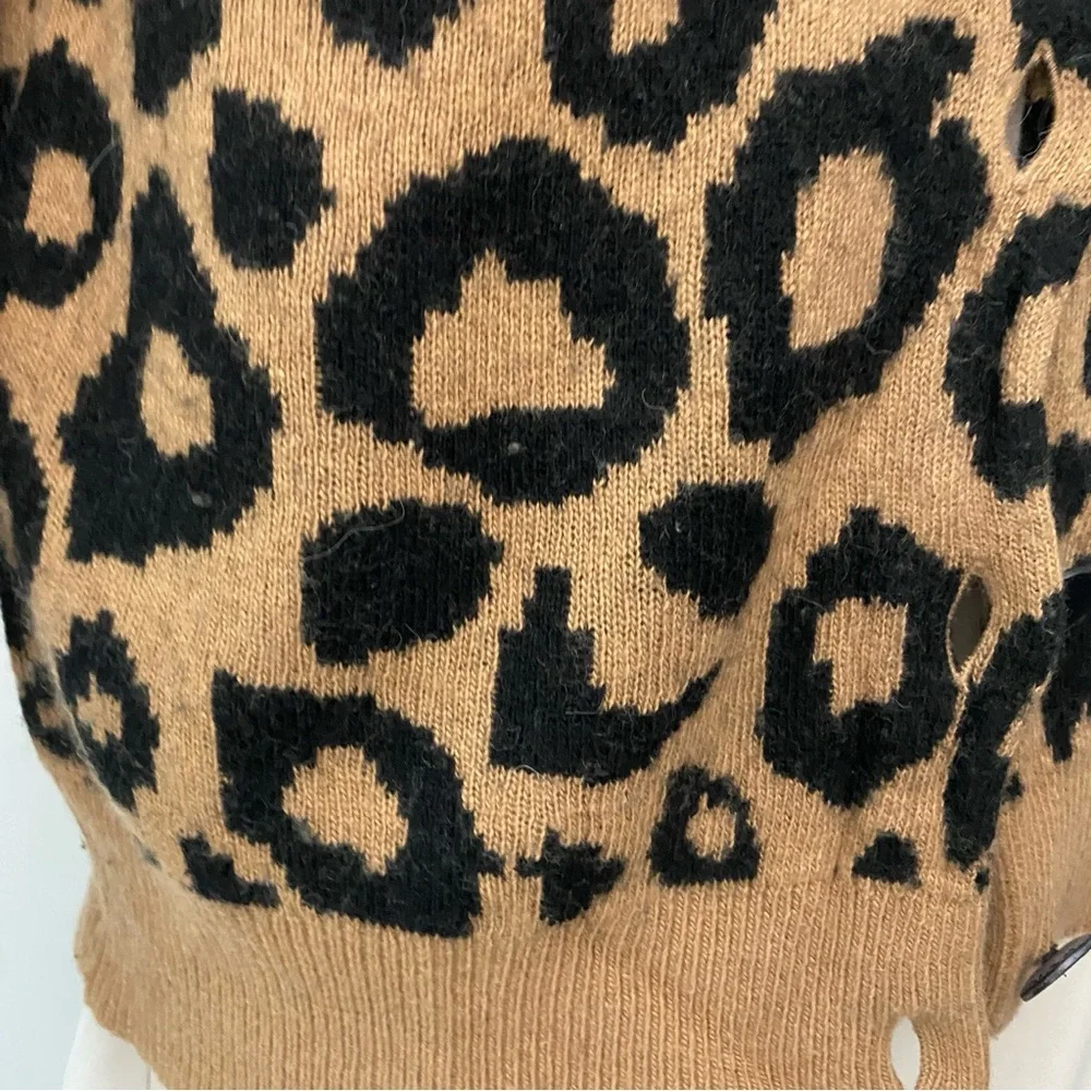 Aritzia Sunday Best Sylvia Alpaca Wool Blend Leopard Print Oversized Cardigan -S - Picture 11 of 15